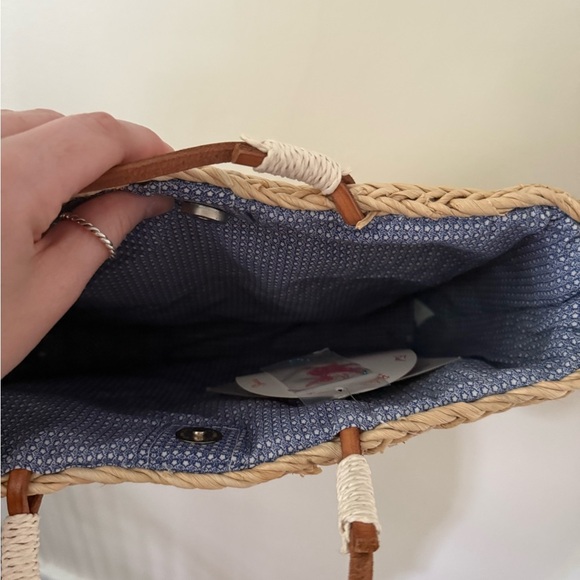 QVC Straw Tote Bag Umbrella Flip Flop Beach Chair Sequin Woven Beach Vacation - Picture 2 of 6